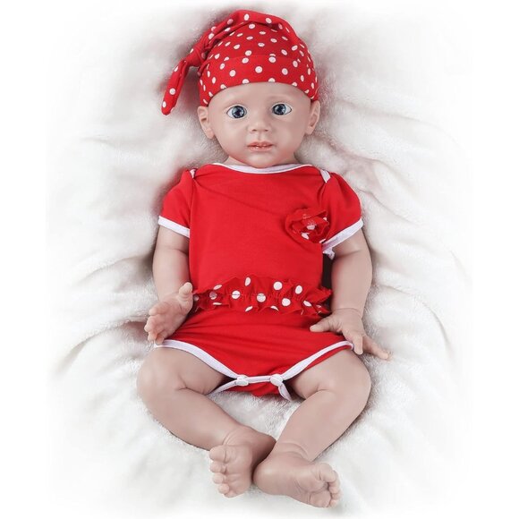 🆕21 inch Full Body Silicone Baby Dolls Girl with Clothes & Feeding Accessories - Picture 1 of 6